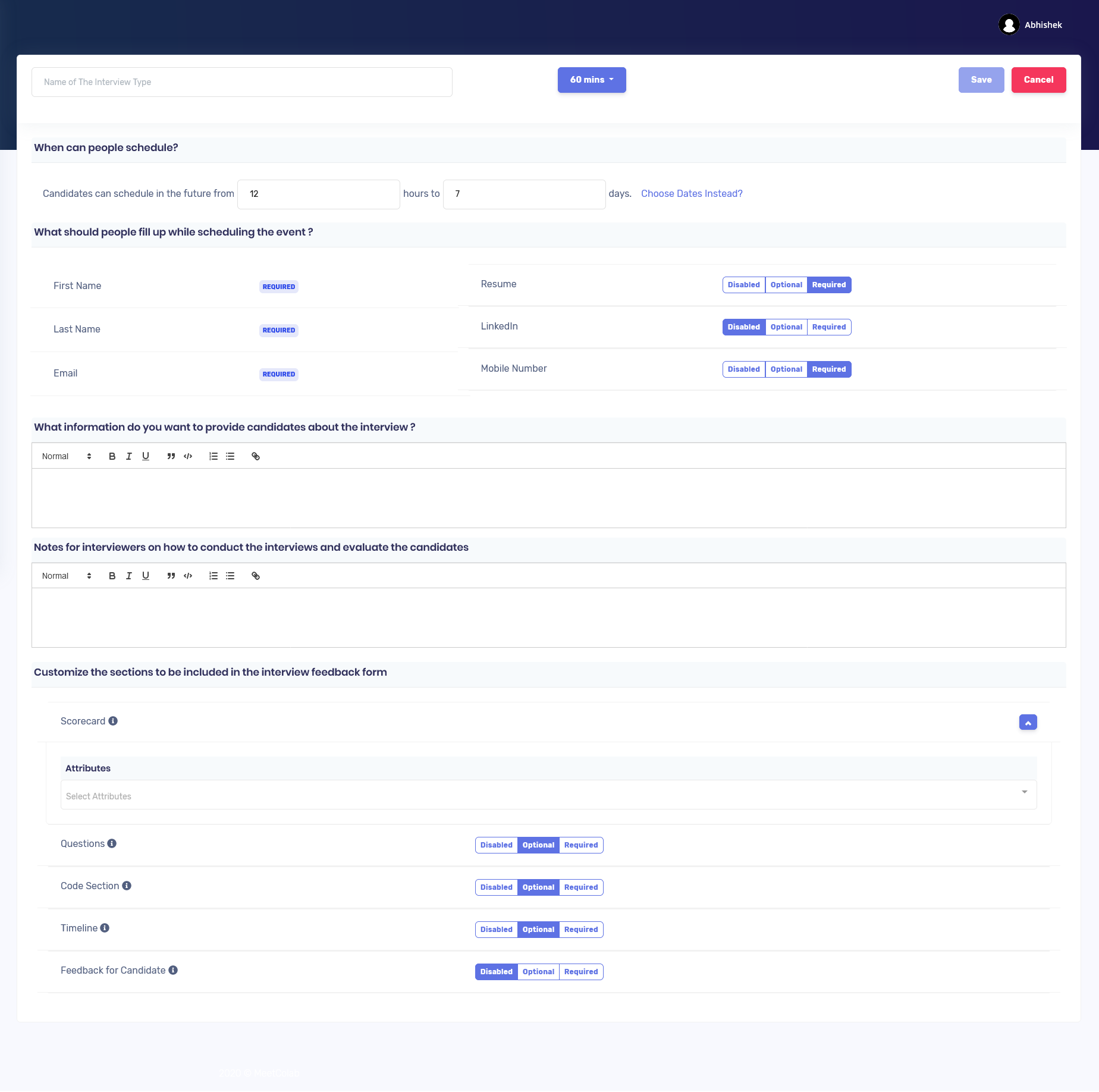 Create an Interview type