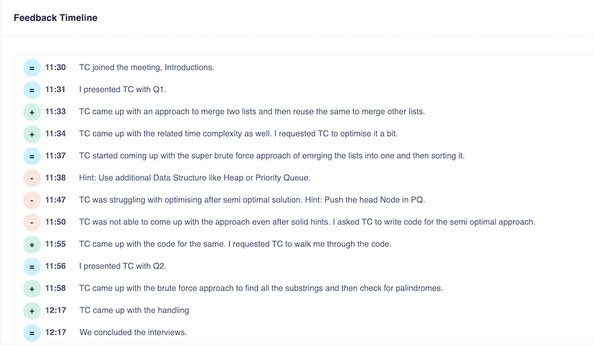 feedback timeline